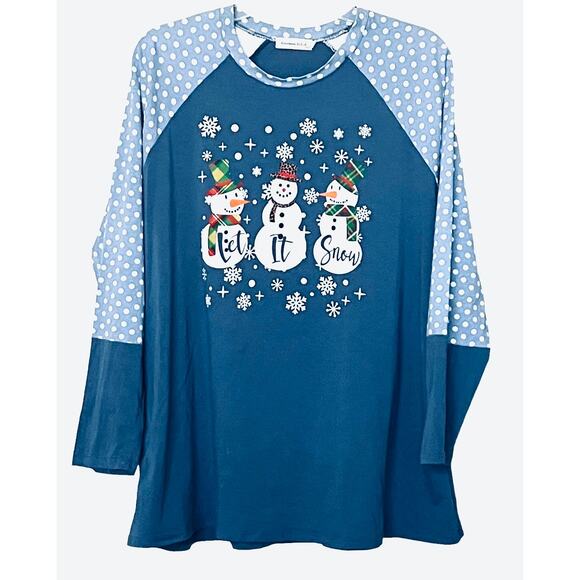 SOUTHERN STITCH LONG SLEEVE PULL-OVER CHRISTMAS TOP, WOMENS, XL, BLUE/WHITE/RED - Picture 1 of 10
